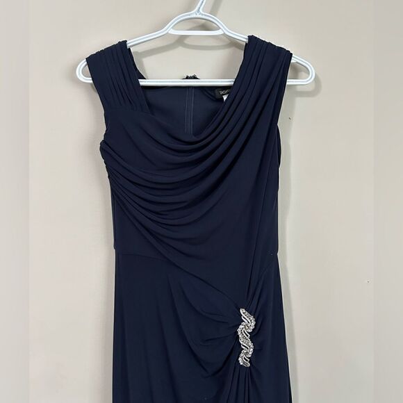 Tadashi Shoji Navy Blue Maxi Dress Open Leg - Picture 3 of 12